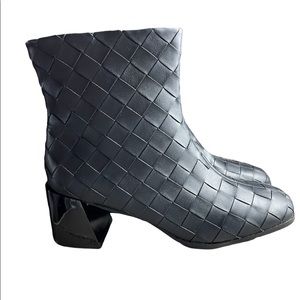 Woven Block Heel Shoe Boot